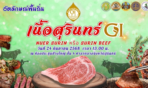 Live อัตลักษณ์พื้นถิ่น เนื้อสุรินทร์ GI วันที่ 24 กันยายน 2568 ณ ห้องประชุมช้างใหญ่ ชั้น 4 ศาลากลางจังหวัดสุรินทร์