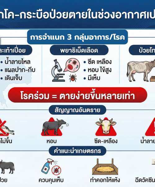 📣 การจำแนกโค–กระบือป่วยตายช่วงอากาศเปลี่ยนแปลง